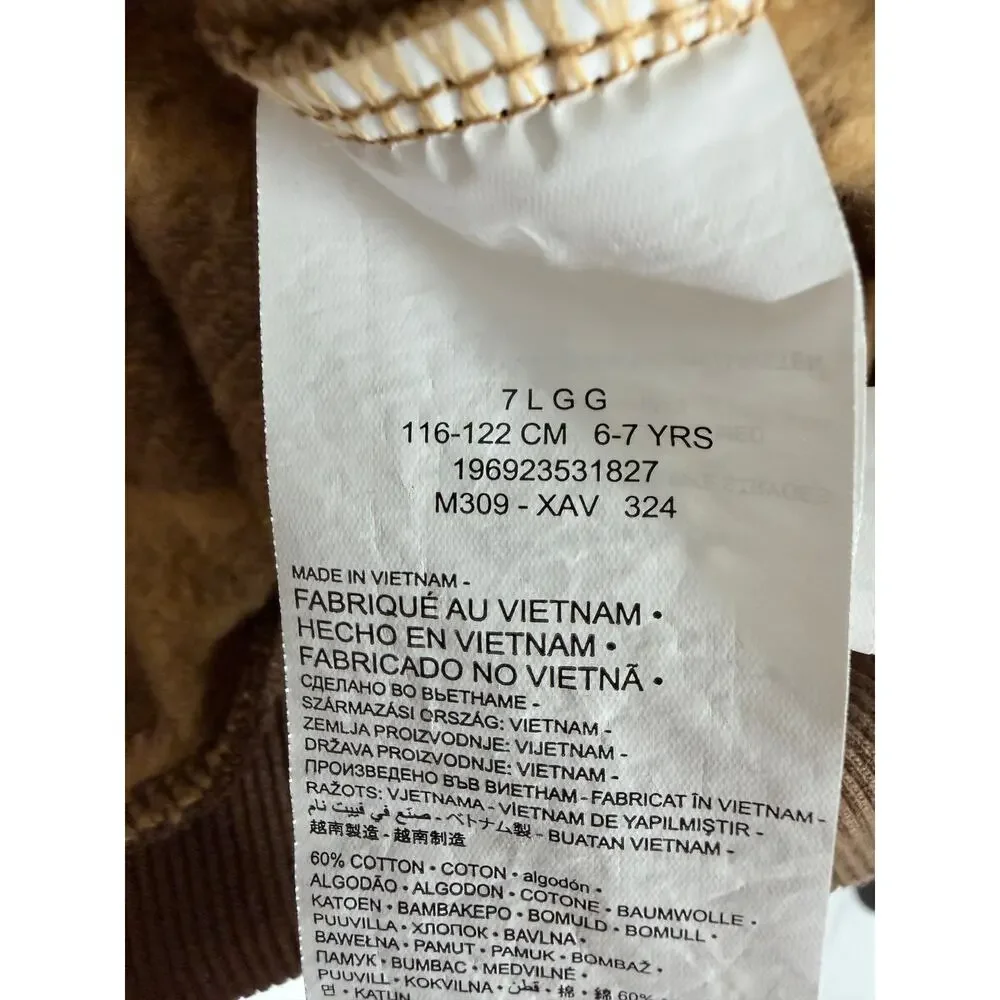 Nike Kids Just Do It Allover Brown Jacquard Hoodie Size 6-7